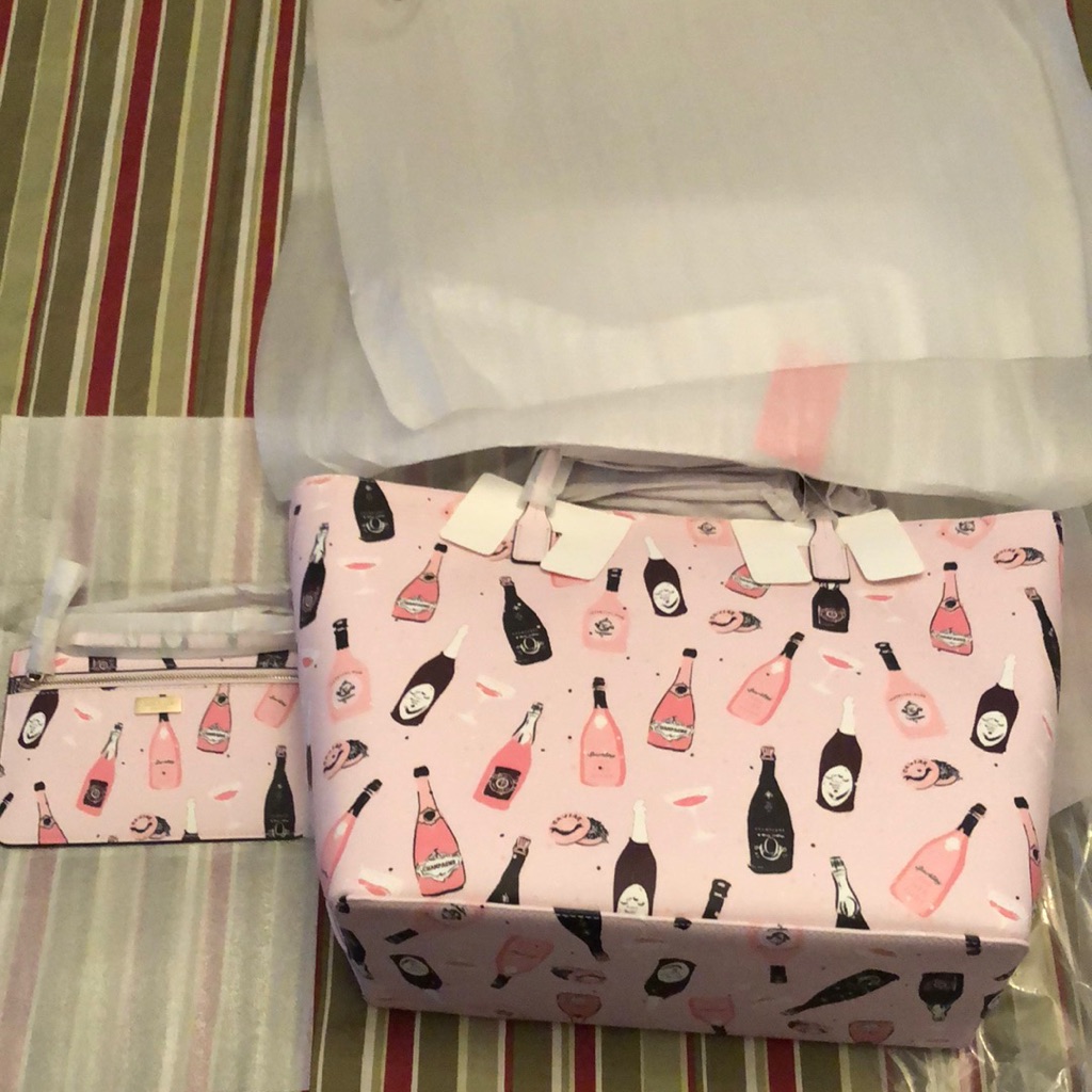 Kate Spade Shore Street Champagne Tote And Wristlet Bundle